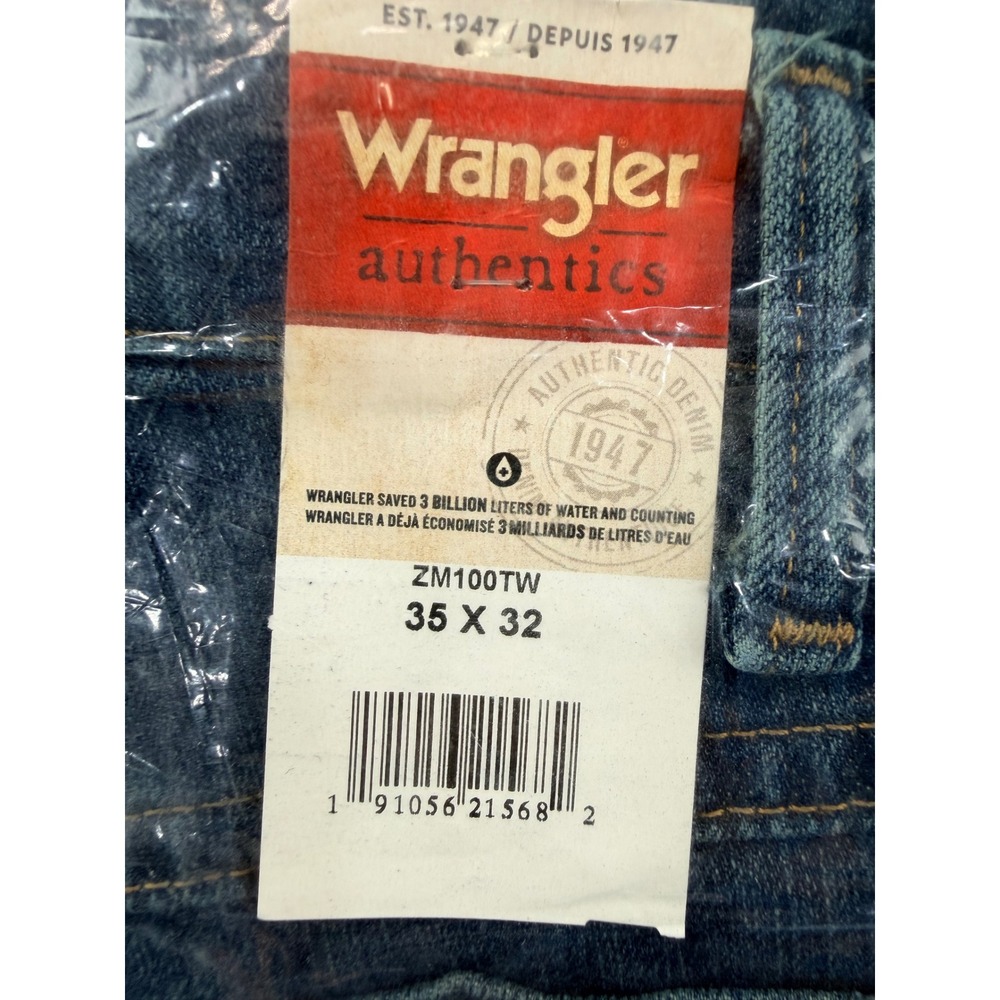 Wrangler Authentics Mens Dark Wash Straight Leg Denim Jeans ZM100TW 35x32 NEW